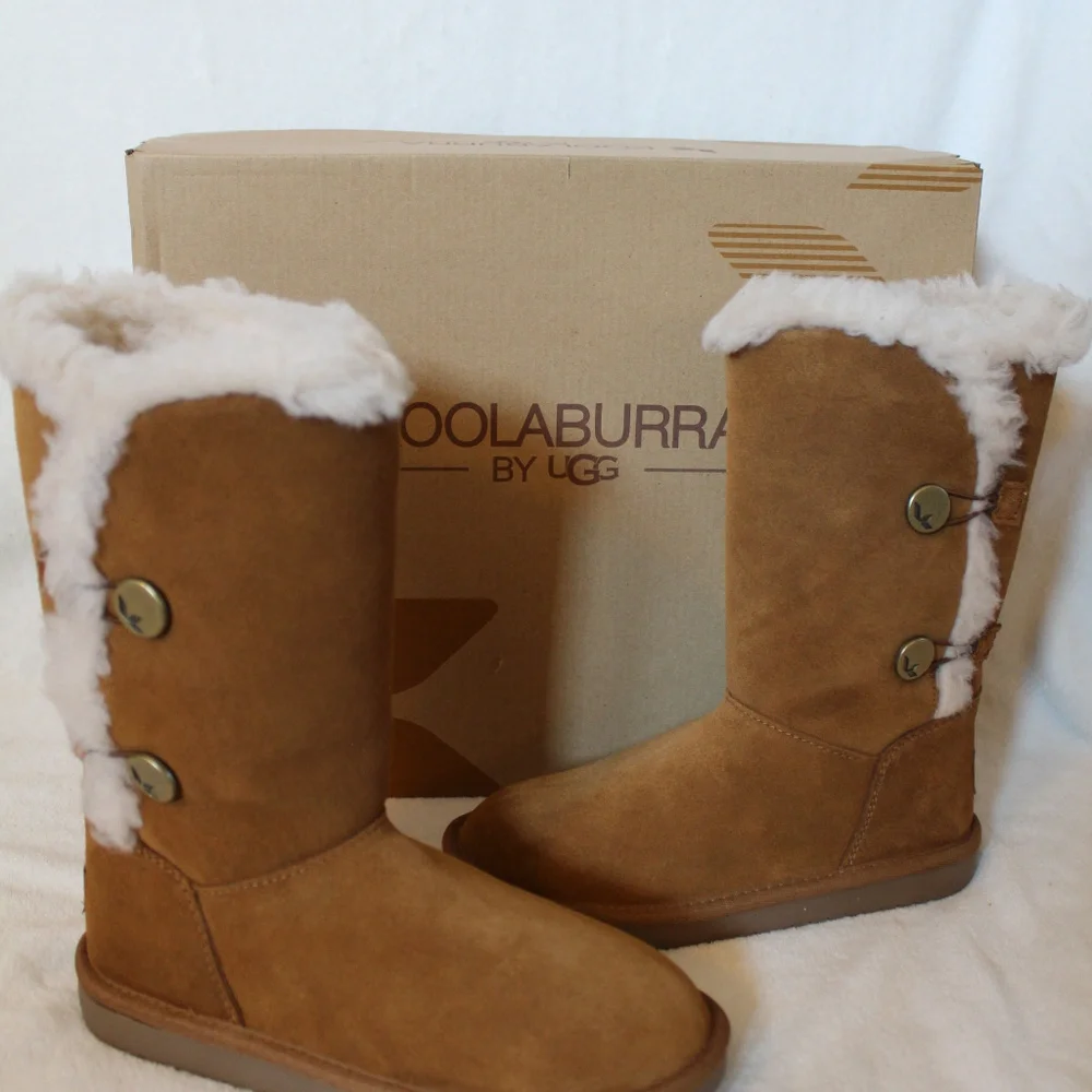 UGG KOOLABURRA SUEDE FUR TALL‎ BOOTS CHESTNUT